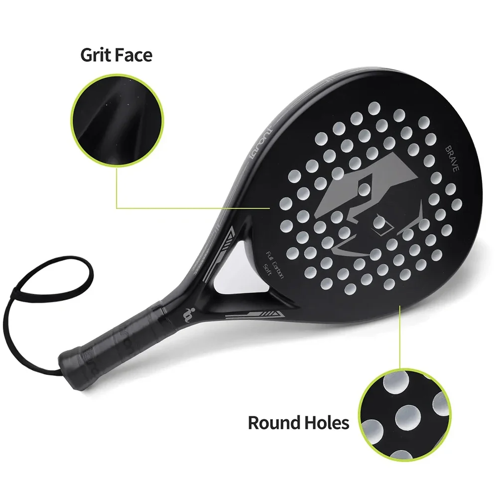 38mm Padel Racket Carbon Fibre Surface with EVA Memory Elasticity Foam Core Tennis Racquet Paddle Shaped Sports Goods