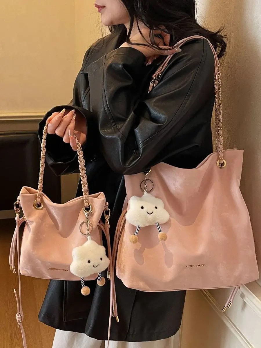 trendy-pure-color-commuter-chain-bag-women's-crossbody-shoulder-bag-casual-minimalist-style-magnetic-buckle-closure-daily-use