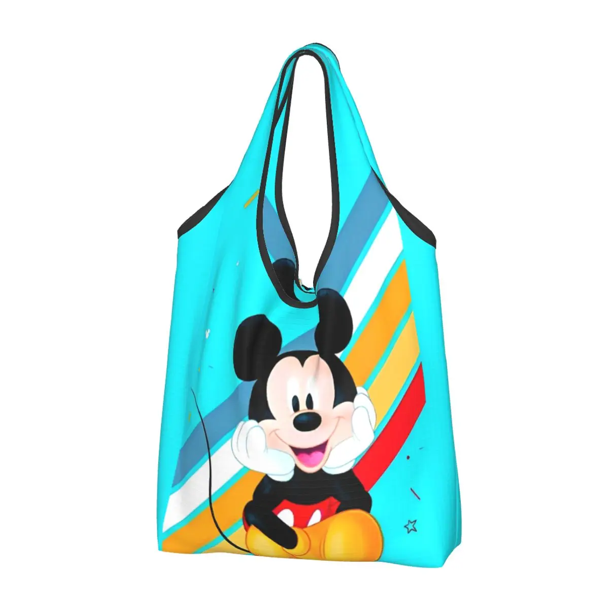 

Mickey Mouse Grocery Bag Durable Large Reusable Recycle Foldable Heavy Duty Cute Cartoon Shopping Eco Bag Washable With Pouch