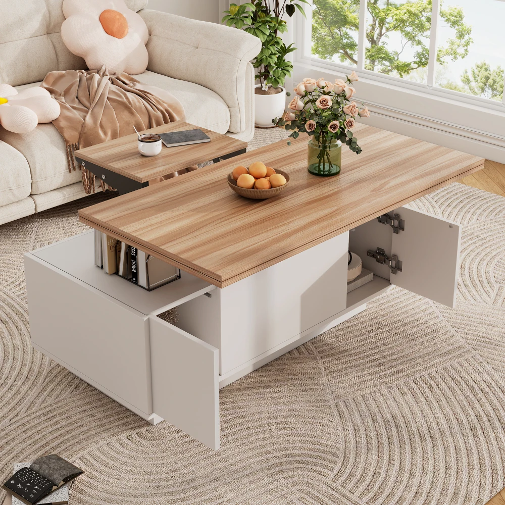 Moderner Couch-Couchtisch mit Dual-Lift-Mechanismus, versteckter Stauraum, Tragfähigkeit bis zu 50 kg, ideal für kleine Räume – Detail 1