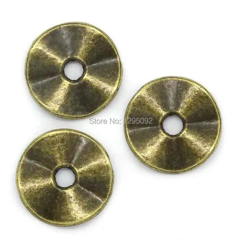 1500Pcs DIY Round Bronze Tone Spacer Beads Charms Jewelry Making Findings 10mm( 3/8