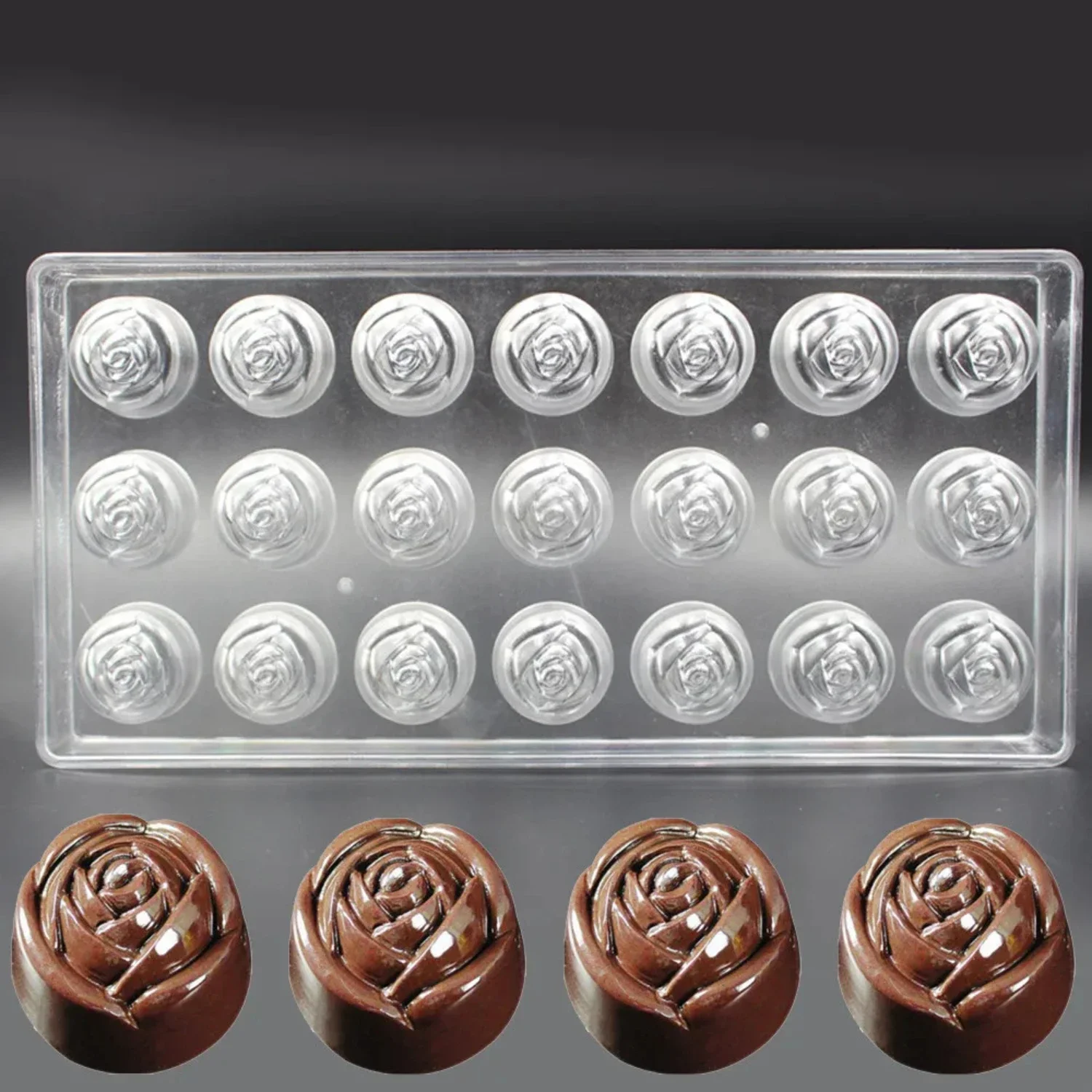 Create delectable and irresistible homemade sweets with this indulgent clear rose-shaped chocolate DIY jelly mould mold kit - pe