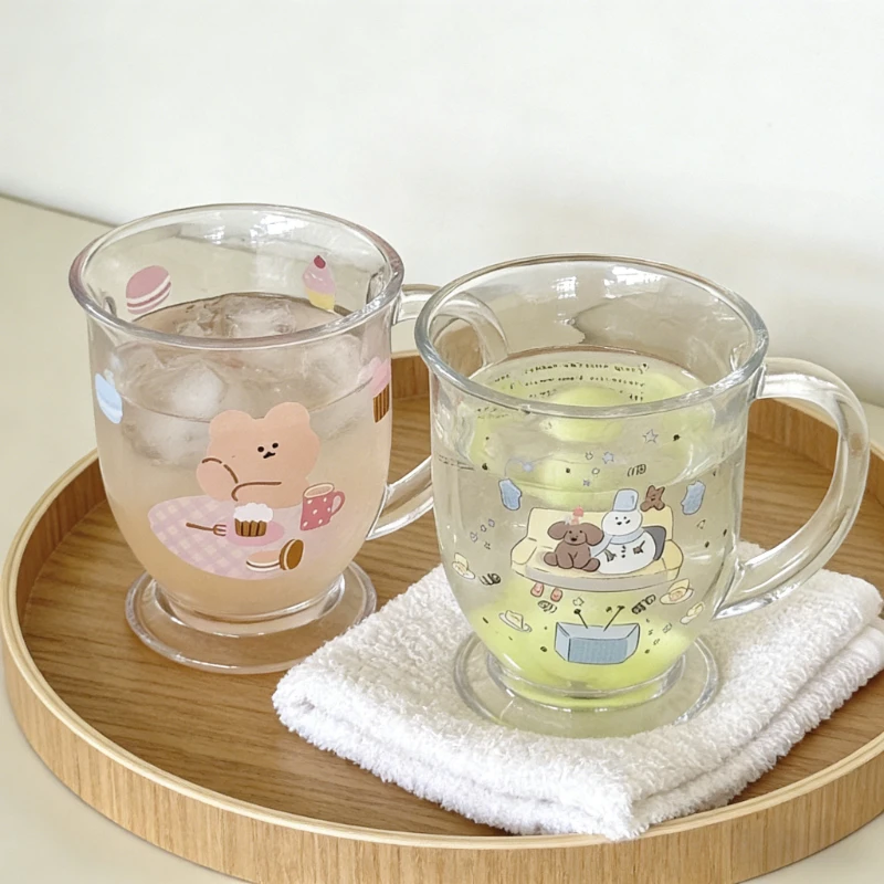 

Новая рождественская стеклянная кружка со снеговиком и ручкой, большая вместительная стеклянная чашка с принтом медведя, креативная посуда для десертных напитков для домашнего использования на вечеринке