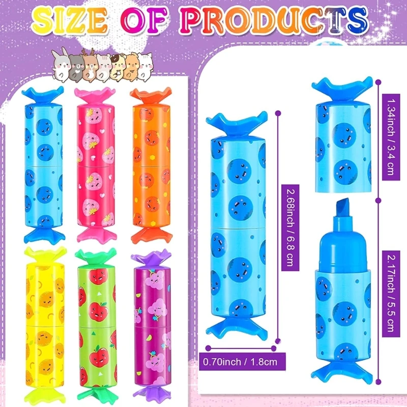 96GE 12 قطعة شكل الحلوى قلم تحديد حجم الجيب قلم تحديد التجفيف السريع لتقويم مجلة سكرابوكينغ #4