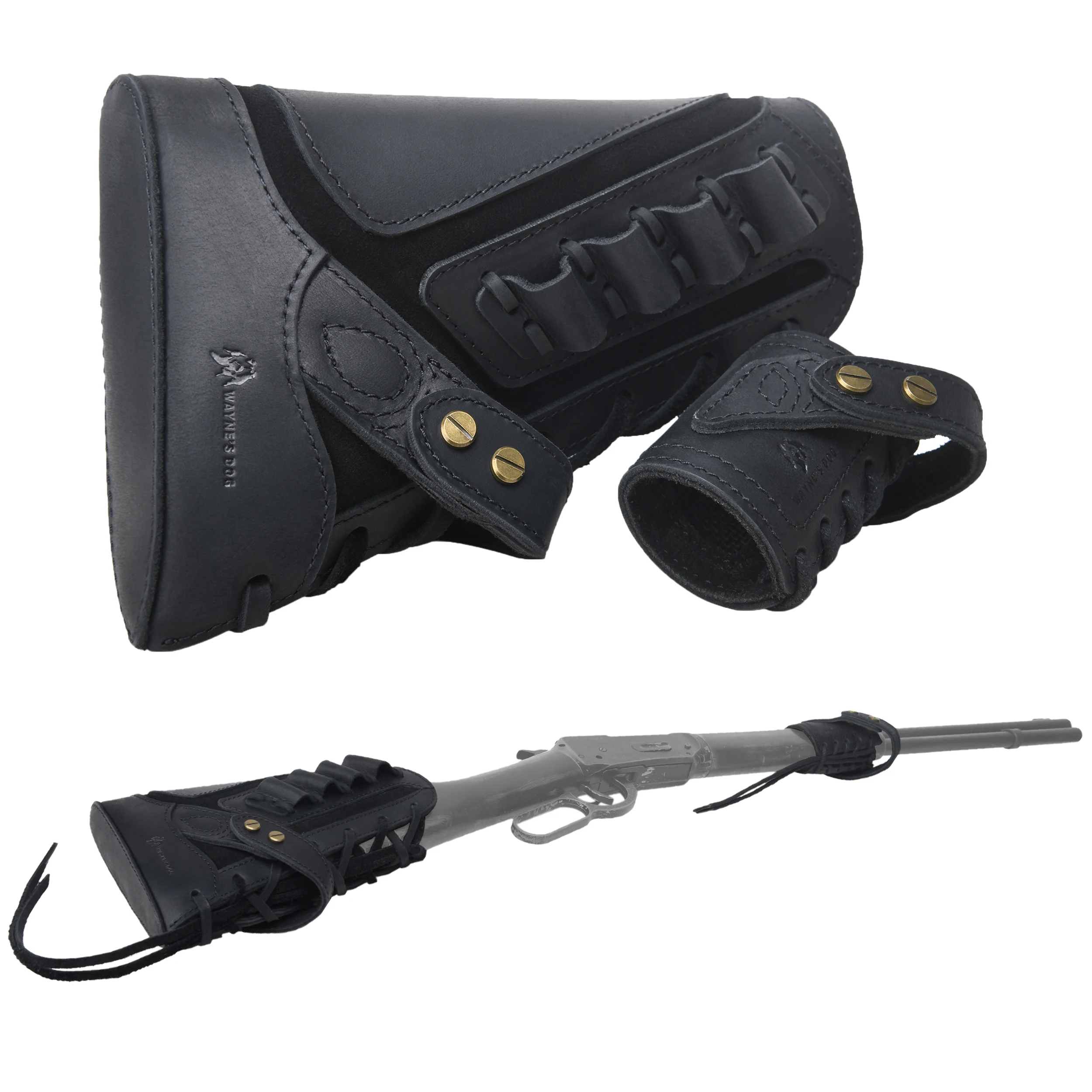 1 دعوى لا الحفر الجلود بندقية الذخيرة غطاء أزرار الحقيبة مع حلقة حامل البندقية ل.30/30.308.22.45/70.357