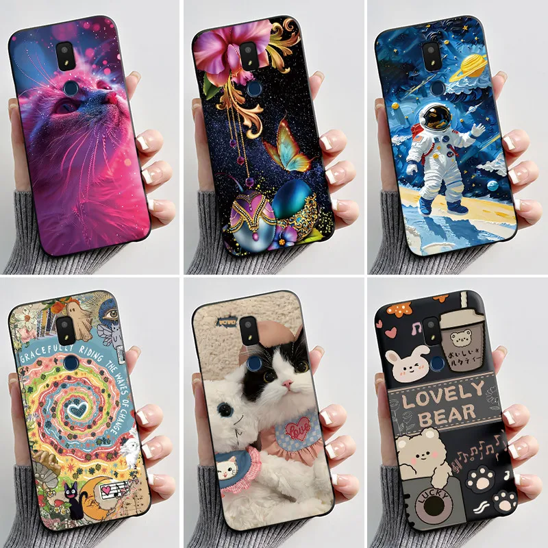 Coque pour Cricket Icon 3/Cricket Splendor/AT&T Motivate 2/AT&T Motivate 3, étui esthétique à la mode, mignon, noir, en Silicone souple