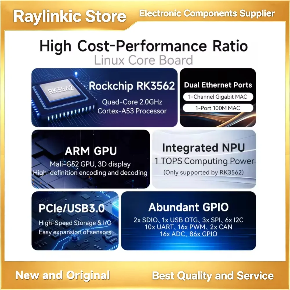 RK3562/J Core Board with Integrated GPU Quad-Core A53 Dual Network Ports Linux EBYTE ECK40-E2E32 ECB40-PGEN2E32 PCIe USB3.0