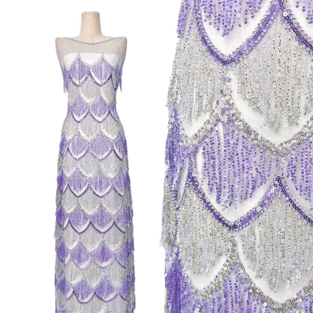 

Latest Fashion African Groom Beaded Lace Fabric 2026 High Quality French Sequin Lace Fabric Embroidery Wedding Dress