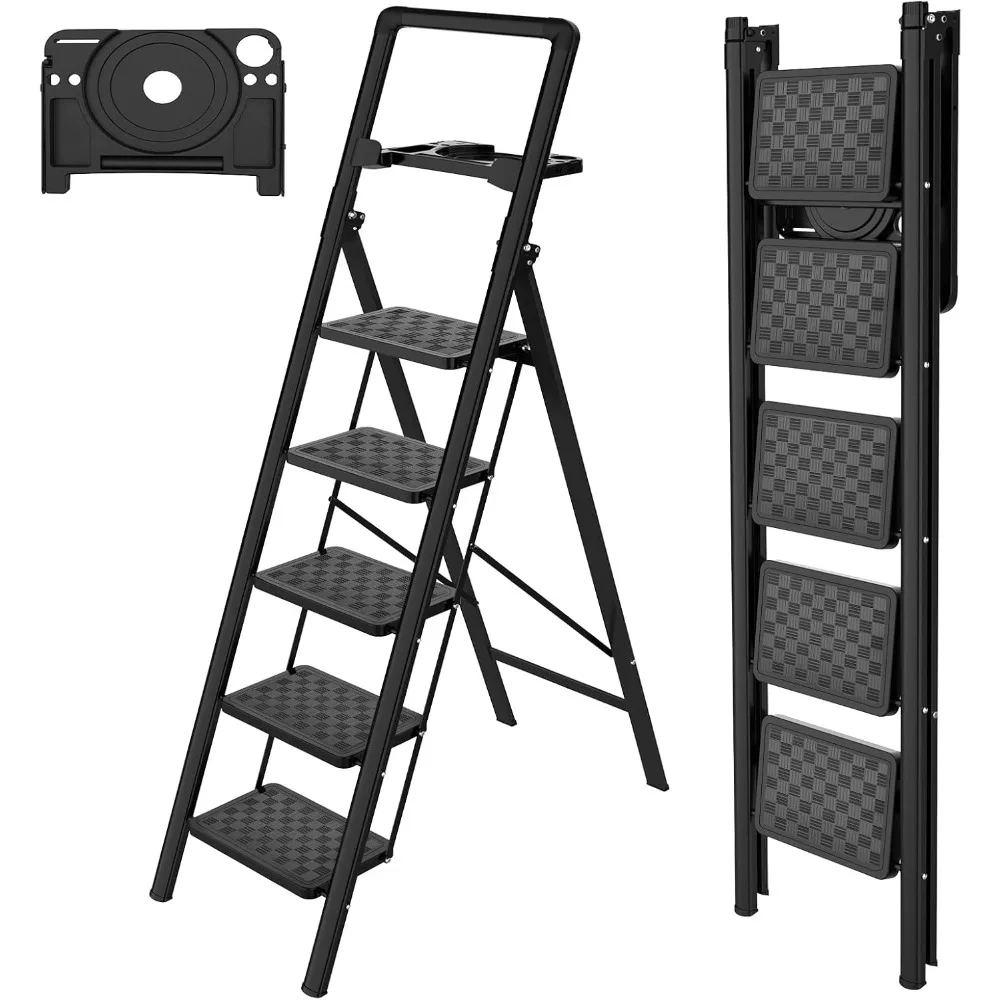 

Step Ladder, Step Ladder Folding Step Stool, Portable Sturdy Steel Ladder Stool for Adults with Wide Pedals Home Outdoor Kitche