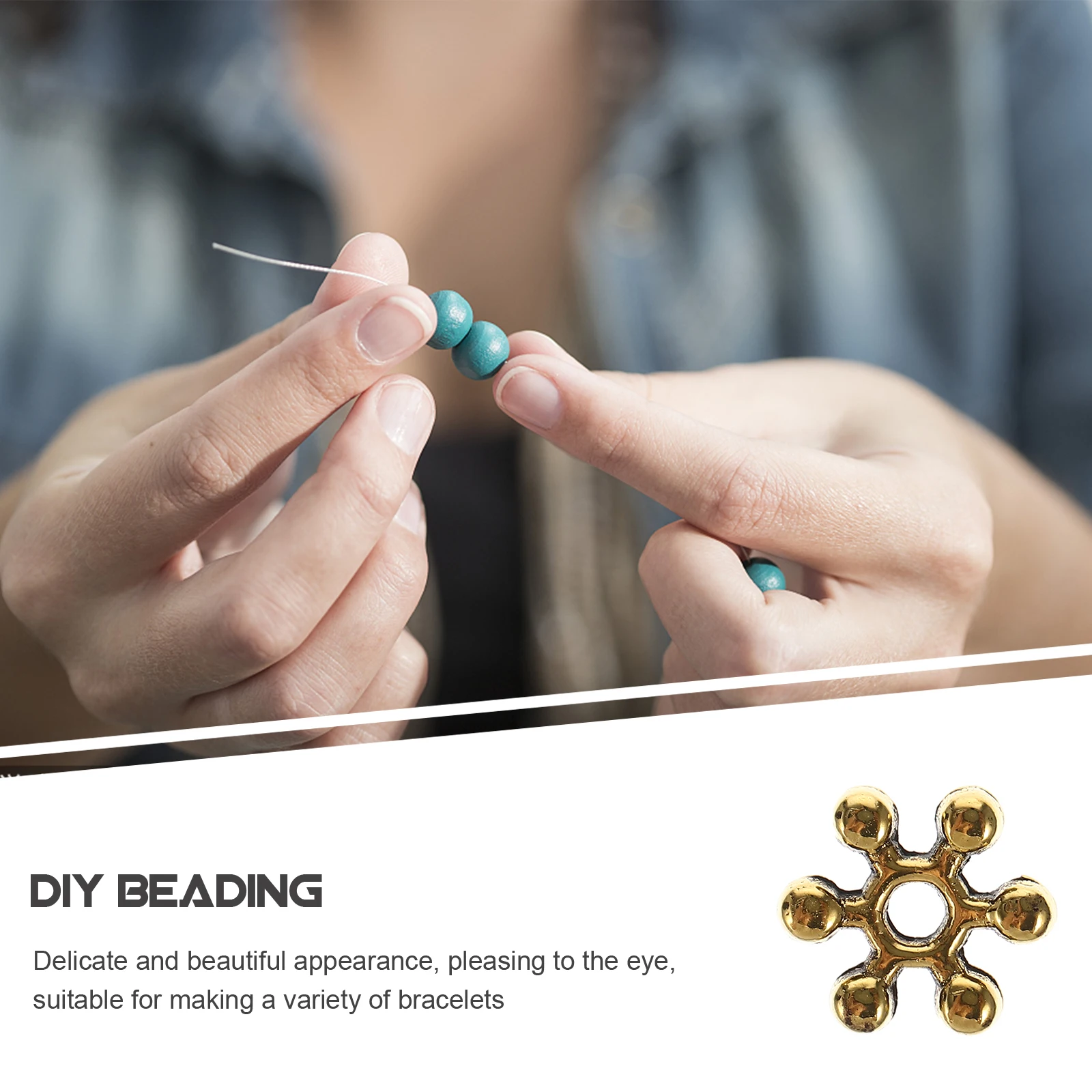

200Pcs Vintage Alloy Spacer Beads Snowflake Design Jewelry Making Accessories Loose Beads for Bracelets Crafts