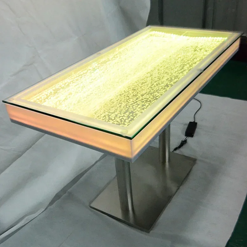 restaurant bar furniture LED glowing aquarium tabletop restaurant table