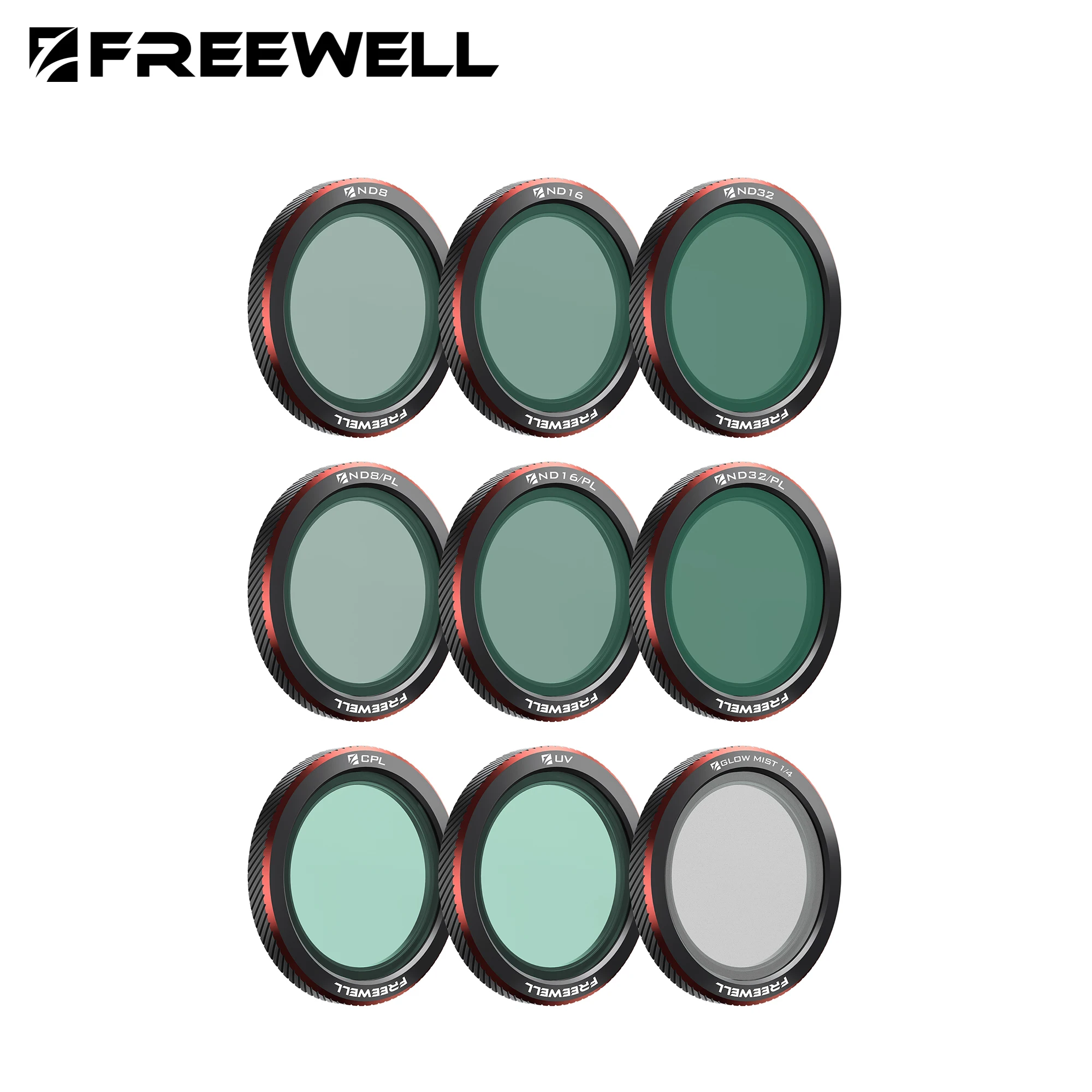 Freewell 9 Pack Magnetic Design Filters Compatibility DJI NEO 2, ND, ND/PL, CPL, UV & Glow Mist Filter Photography Accessories