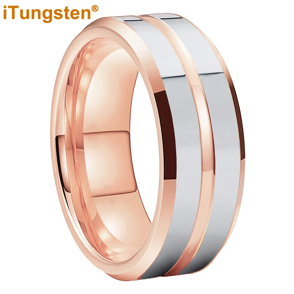 iTungsten 6mm 8mm Two Colors Engagement Ring Tungsten Wedding Band Men Women Fashion Jewelry High Polished Excellent Workmanship