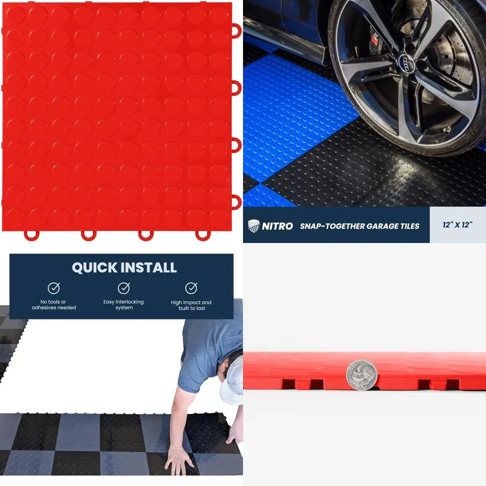 Rutschfeste 12x12 ineinandergreifende Garagenbodenfliesen aus Kunststoff für einfache Snap-Together-Installation und Organisation