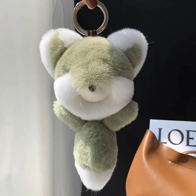 Breloczek do kluczy z pluszu w kształcie żółwia, królika, małego lisa, z futerkiem, zawieszka do torby, uroczy, na festiwal, prezent