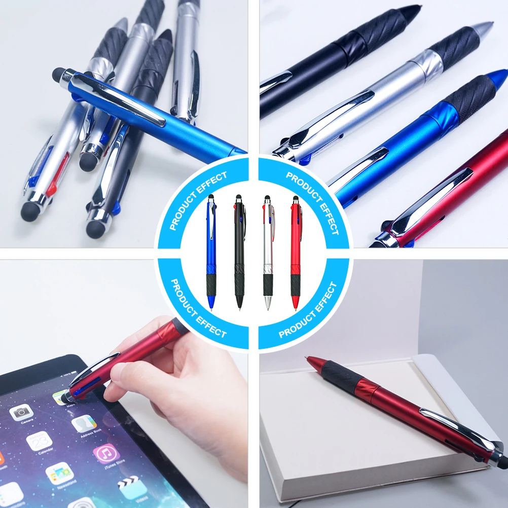

4 pcs Ballpoint Stylus Comfortable Grip 0 7mm Metal Clip Multipurpose Pens Creative Rotation Pens For Home School Office Travel