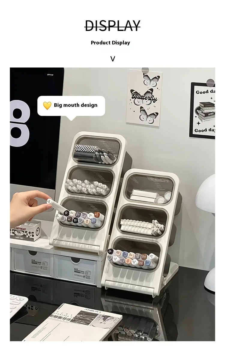Großer Schräg-Stifthalter Schreibtisch-Organizer Stift-Aufbewahrungsbox Ständer für Schule, Büro, Schreibwaren & Make-up-Pinsel-Aufbewahrung – Detail 12