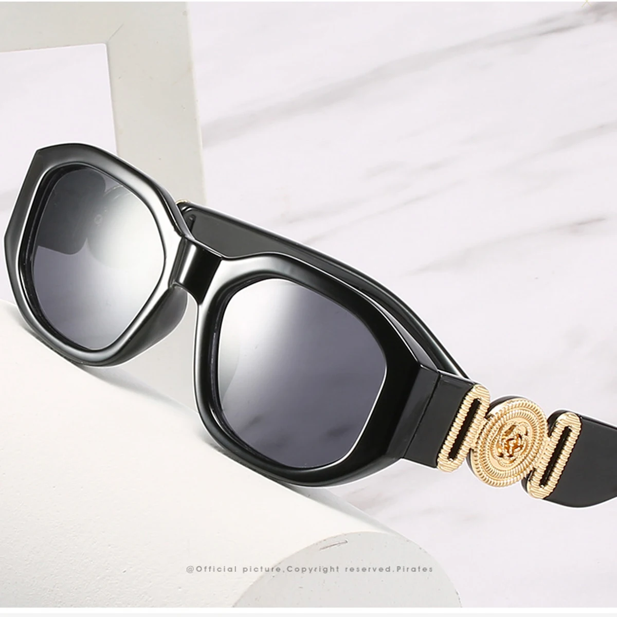 Neue kleine box sonnenbrille europäische und amerikanische trends kopf mit polygonalen brillen personal isierte muster sonnenbrille. – Detail 1