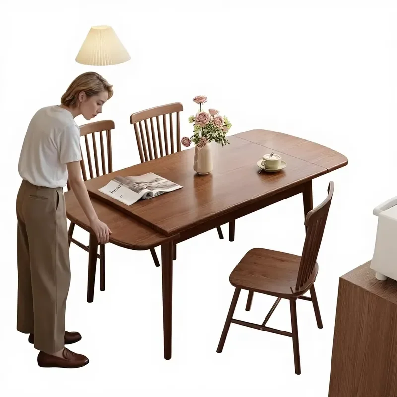 US Stock Solid Wood Extendable Dining Table 4-8 3-in-1 Design Easy Assembly for Dining Room Kitchen Living Room CZ041