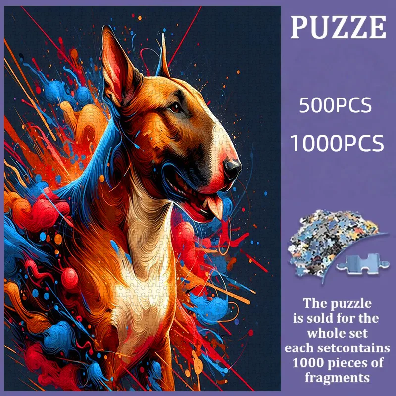 500/1000 قطعة أحجية الصور المقطوعة، أحجية ورقية، جحر الثور الصغير الملون، أحجية للكبار، مناسبة للترفيه المنزلي، تجمع الأصدقاء