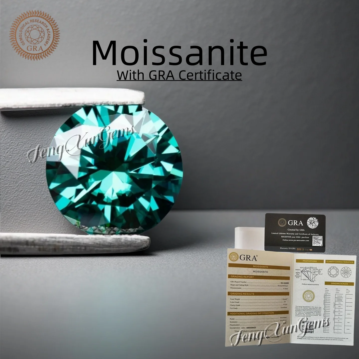 

Wholesale Loose Moissanite Stones Emerald Green 0.1~6ct Shining Cut Round shape VVS1 Clarity Lab Grown Gems for Jewelry