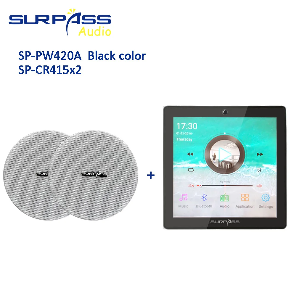 Full Screen Touch Digital Stereo Media Player Blue-tooth Ceiling Speakers With Wall Mount Amplifier Smart Home PA Systems