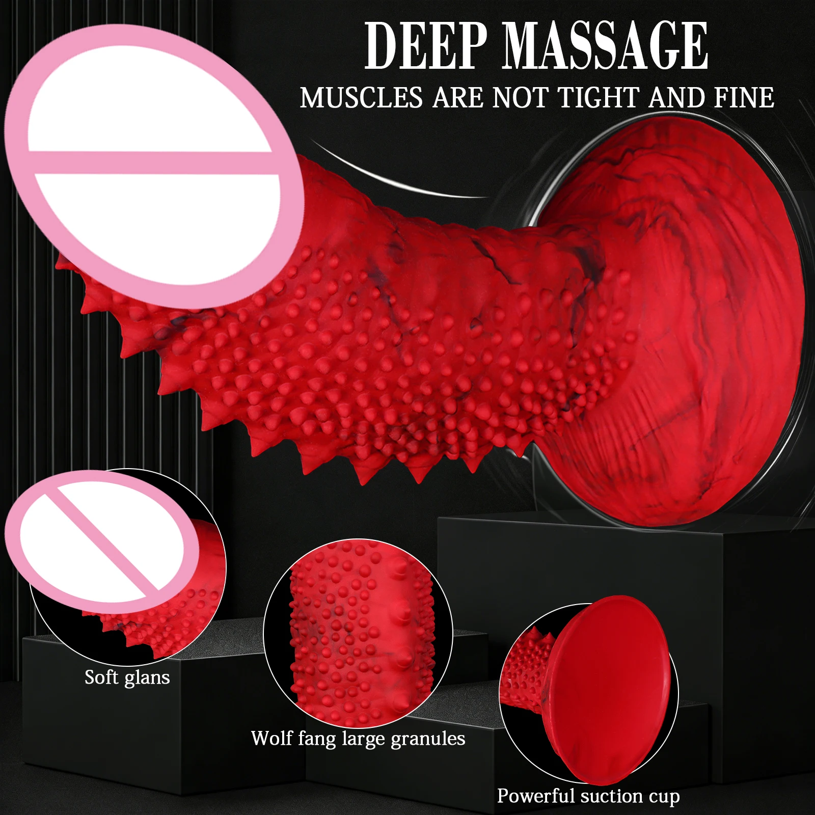 Dildo rosso con punte, dildo in silicone con ventosa, pene lungo, giocattoli sessuali anali per uomini, giocattolo erotico sexy per adulti, dildo XXL_voghion.com
