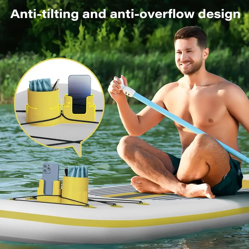 Universal 2-in-1 Stand Up Paddleboard Cup Holder - Silicone, Protects Against Sun Damage and Cracks for Various Drink Containers