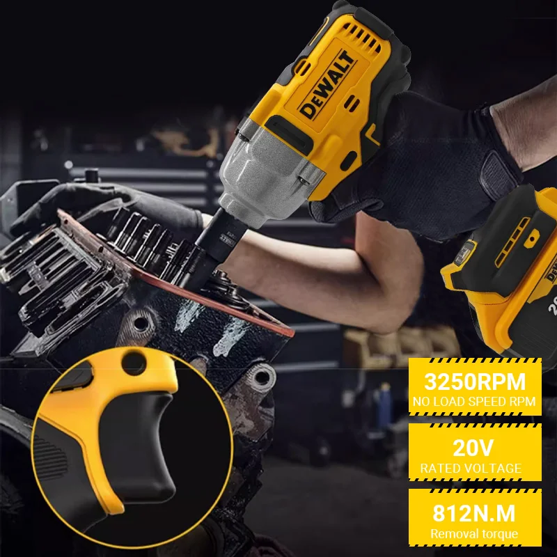 Dewalt DCF892 812N.m clé électrique sans brosse 1/2 pouces pilote d'impact sans fil couple élevé trois vitesses outil électrique de réparation automobile