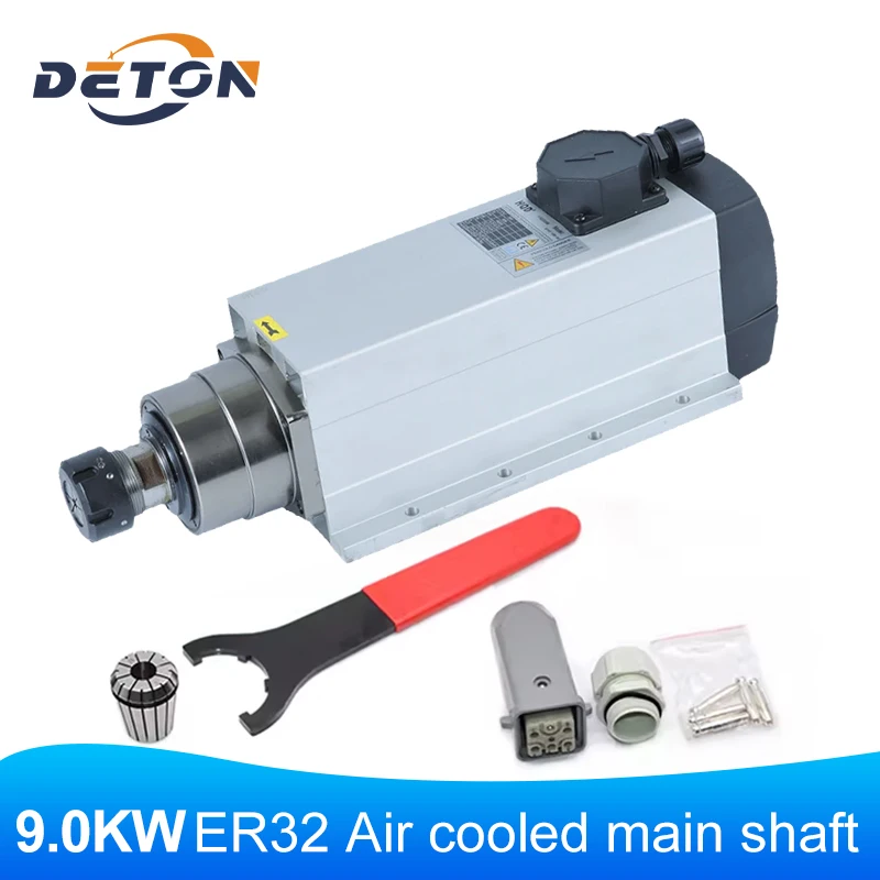 

Engraving Machine Spindle Motor 9kw Belt flange Air Cooled High Speed ER32 220V 380V CNC Router Square Electric Spindle Motor