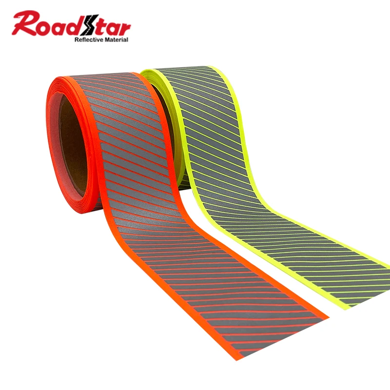 

Roadstar Segmented High Silver Reflective Oxford Webbing Sewing on Safety Clothes Fluo.Yellow/Orange Warning Tape 6cm Width