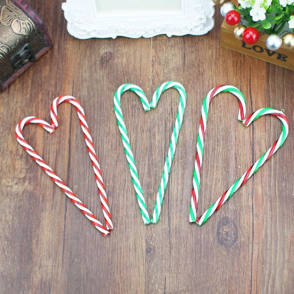 

30Pcs 15Cm Christmas Hanging Pendant Decor Green White Crutch Shape Tree Ornament for Garden Yard Porch - Lightweight Festive