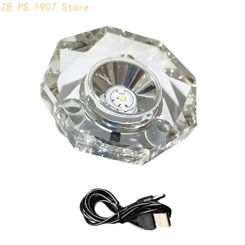 Multicolor LED Illuminated Base With USB Power for Crystals Display and Artwork Showcase Sturdy Plastic Designs 55KA