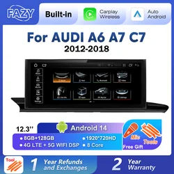 Android 14 Auto Radio IPS Touch Screen For Audi A6 A7 C7 2012-2018 Multimedia Player Carplay Stereo GPS Navi 4G WIFI Head Unit