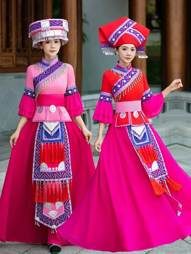 4-piece costume set for Tujia women, ethnic minorities in western Hunan, and Miao dance performances