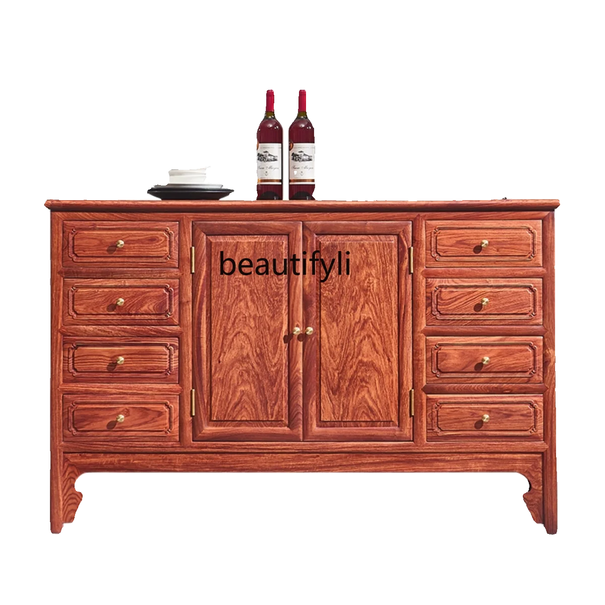 

New Chinese Style Pterocarpus Erinaceus Poir. Sideboard Locker Modern Simple Storage Solid Wood Bedroom Chest of Drawers