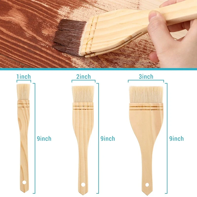 3 pezzi pennelli piatti pennello artista pennelli per pittura Set setole pennello per acquerello, lavaggio, ceramica e ceramica