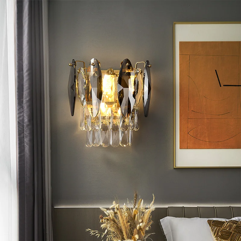 

YEBMLP Luxurious Crystal Wall Lamp Indoor Copper Sconce Restroom Mirror Front Lamp Decor Wall Light For Living Room Bedroom New