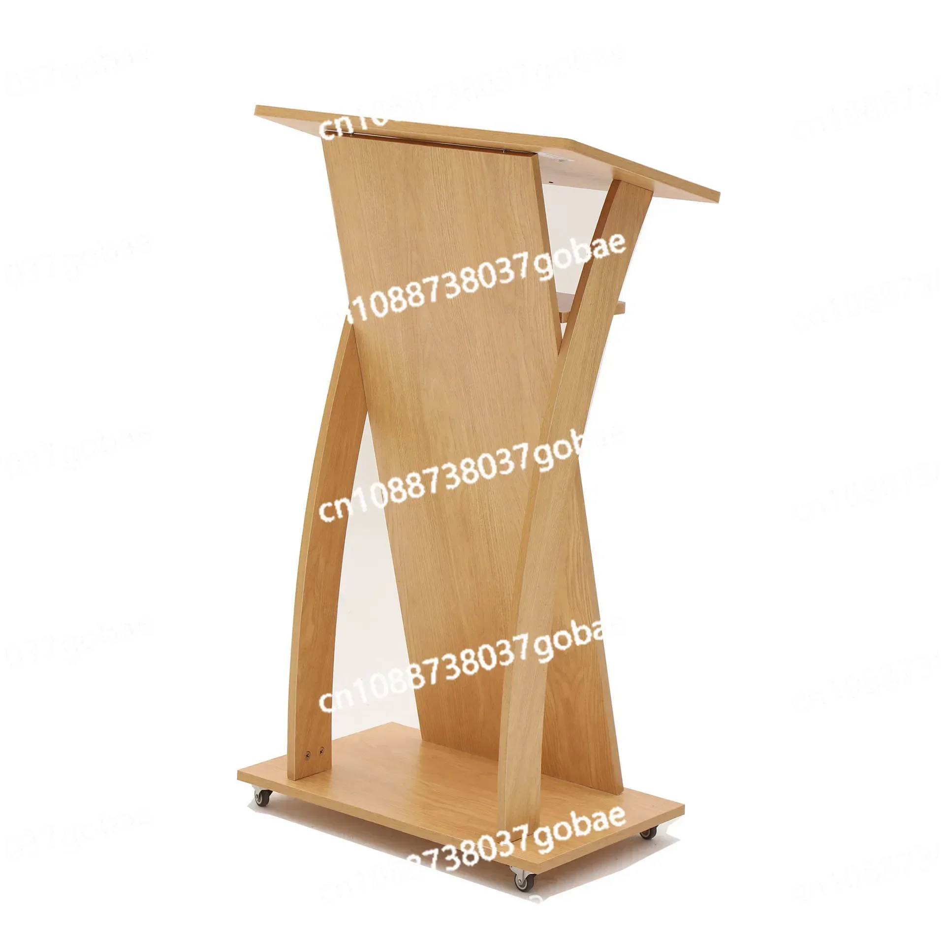 Solid Wood Lectern with Wheels Welcome Reception Desk