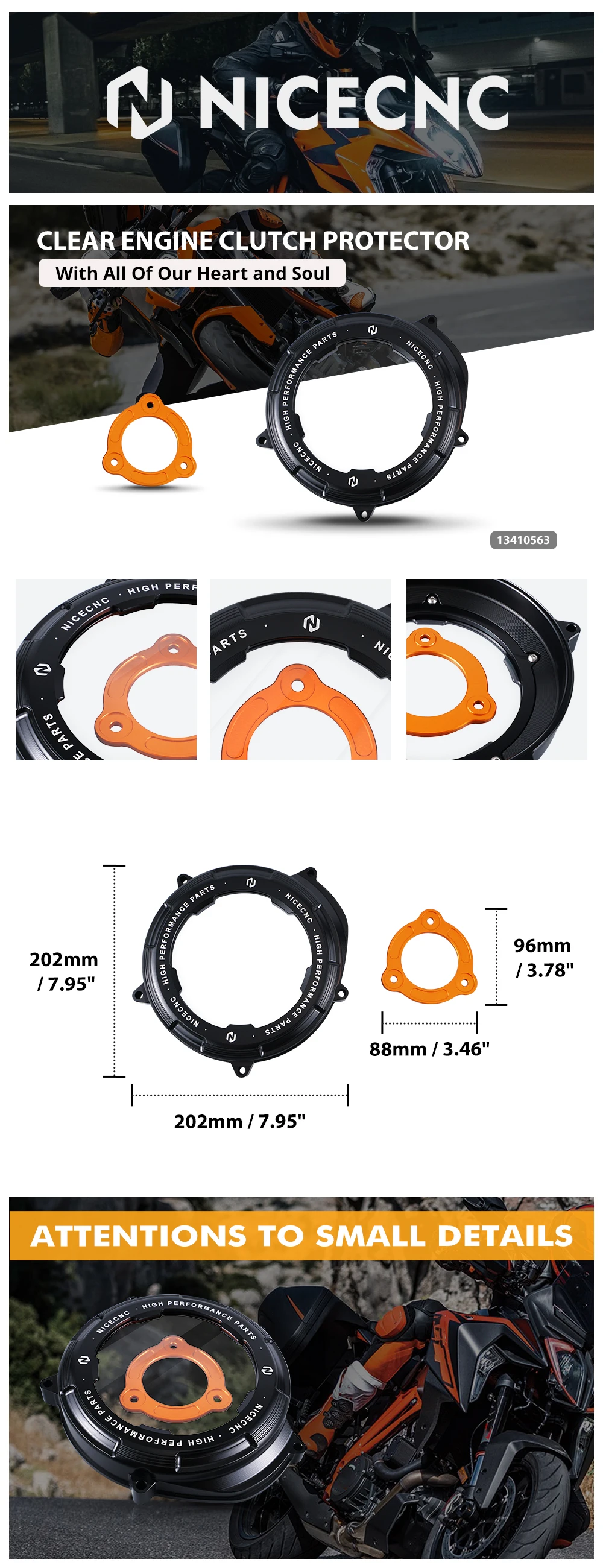 (EU-Lager) NICECNC Transparente Motor-Kupplungsabdeckung für KTM 1290 Adventure R/S/T 2017-2024 1290 Duke R/GT/EVO 2014-2024 – Detail 1