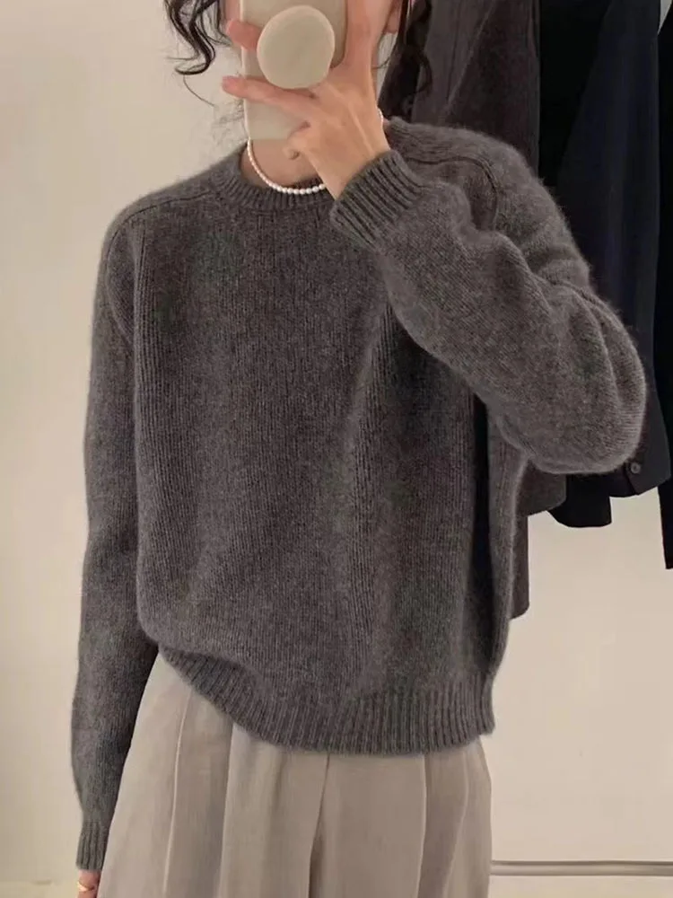 الأرجواني س الرقبة طويلة الأكمام محبوك سترة بلايز موضة عادية جديدة تريكو البلوز خريف شتاء فضفاض لينة الكورية لاعبا #4