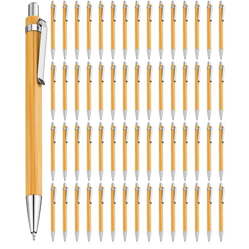 50PCS Bamboo Ballpoint Pen Office & School Supplies Pens & Writing Supplies Gifts With black or Blue Ink