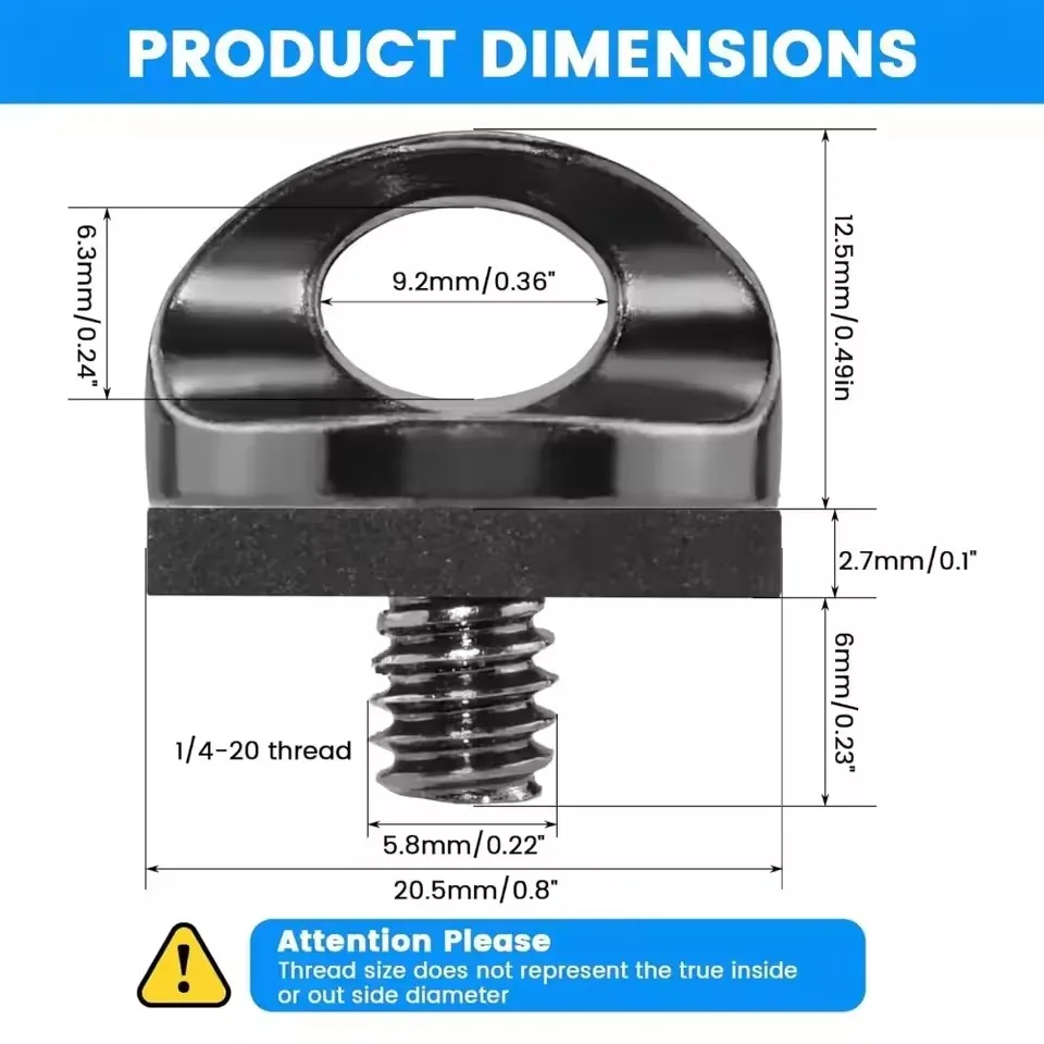 1-6pcs Universal 1/4" Camera Screw with Rubber Washer Aluminum Alloy Camera Fixing Screw for Quick Release Wrist Strap Sling - view 6