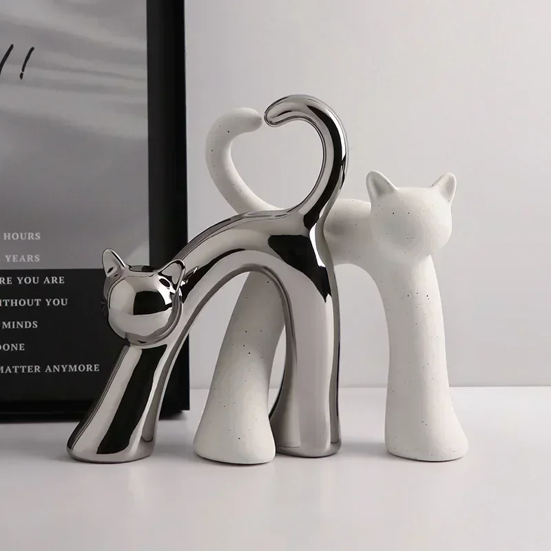 Escultura  cerámica  gato con acoplamiento creativo, entrada, sala  estar, dormitorio, mesa  comedor  escritorio, ador