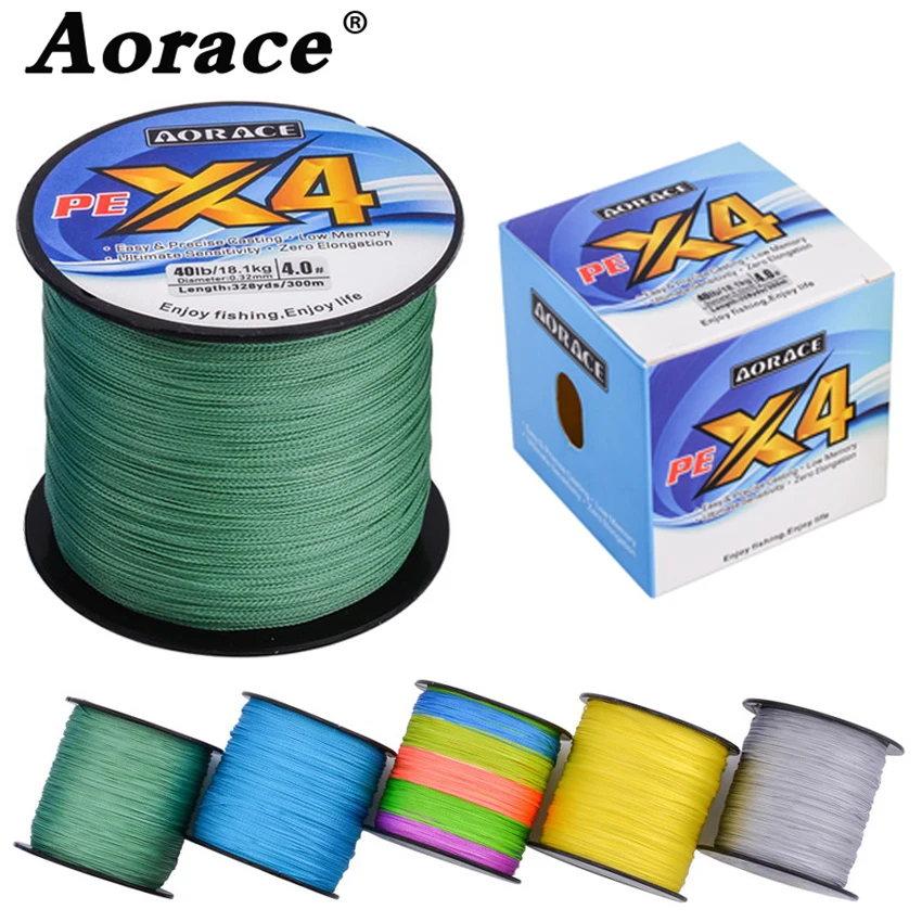 Aorace 4 Stränge geflochtene Angelschnur 300 m Multifilament Karpfenangeln Multifunktions-PE-Angelschnur für 6–80 lb Pesca