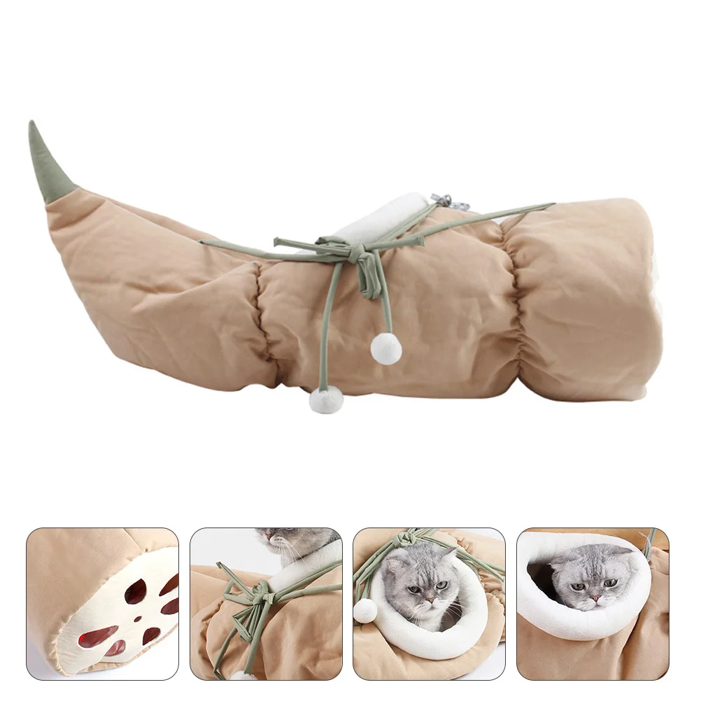 

1 pc Folding Tunnel Lotus Root Design With Hanging Bed Cradle For Cats Cat Supplies Kitten Hanging Bed Cat Hammock