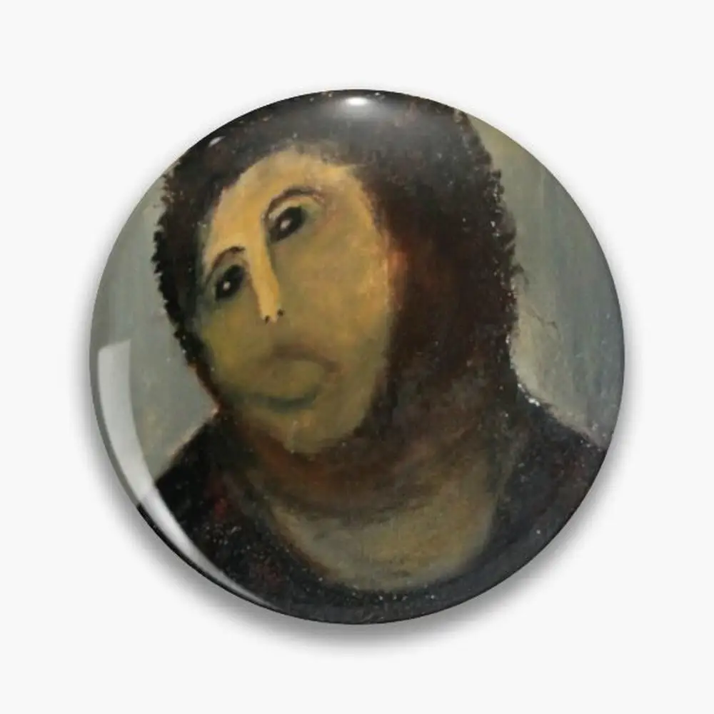 ecce homo restoration Pin Buttons Brooches  Jewelry Accessory Customize Brooch Fashion Lapel Badges