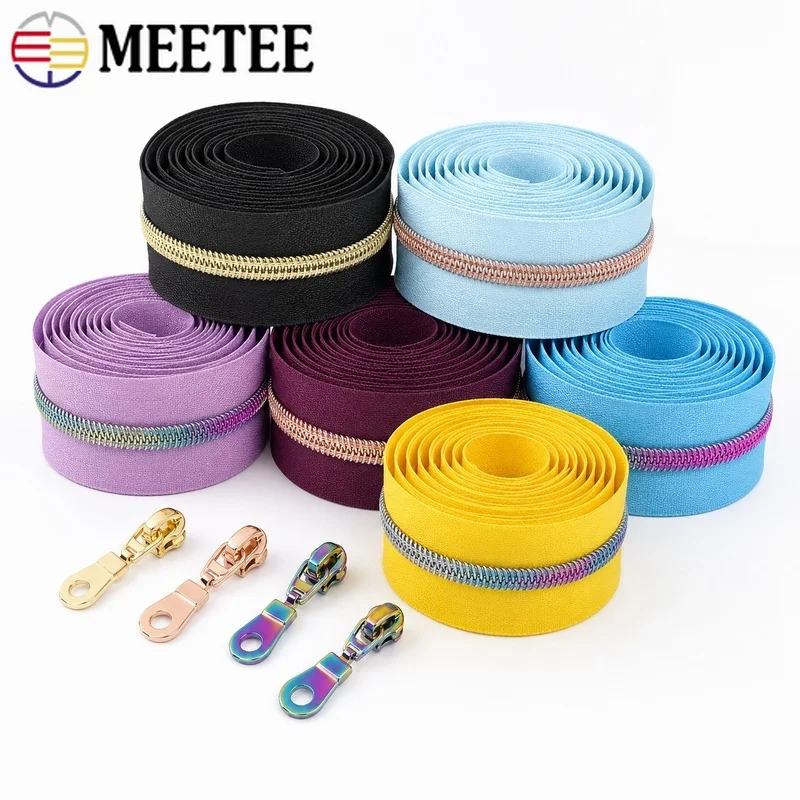 2/5/10M 5# Nylon Zipper Tape Continuous Coil with Matching Sliders for Garment Jacket Bag Closure Sewing Repair Accessory Craft