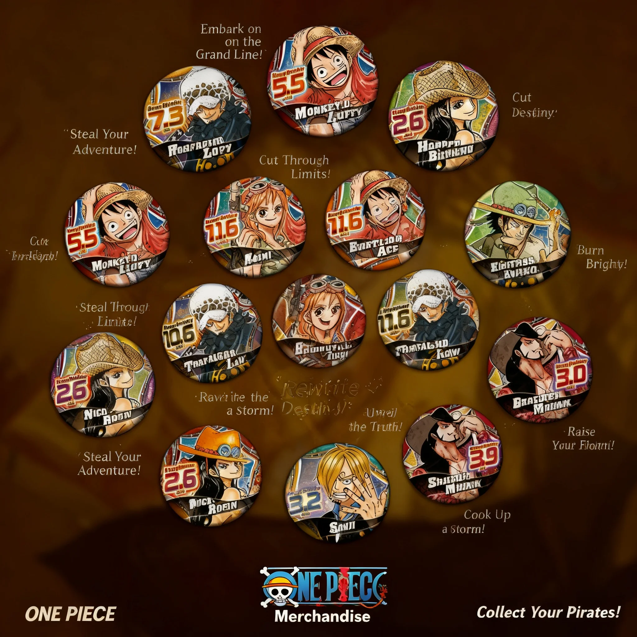 

One Piece Anime Badge Pin Backpack Accessory Birthday Gift Ace Luffy Zoro Robin Sanji Chinese Original Merchandise Cosplay