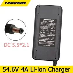 54.6V 4A Smart Lithium Battery Charger For 13Series 48V Li-ion Battery Fast Charging Charger With DC 5.5x2.1 Connector With Fan